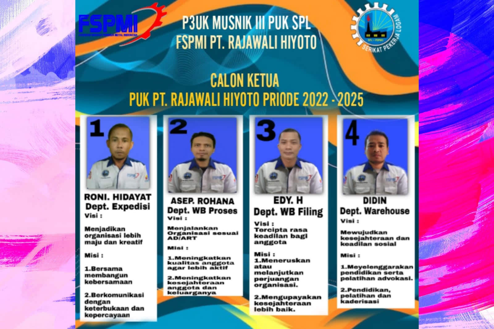 Empat Calon Ketua Siap Pimpin PUK PT. Rajawali Hiyoto