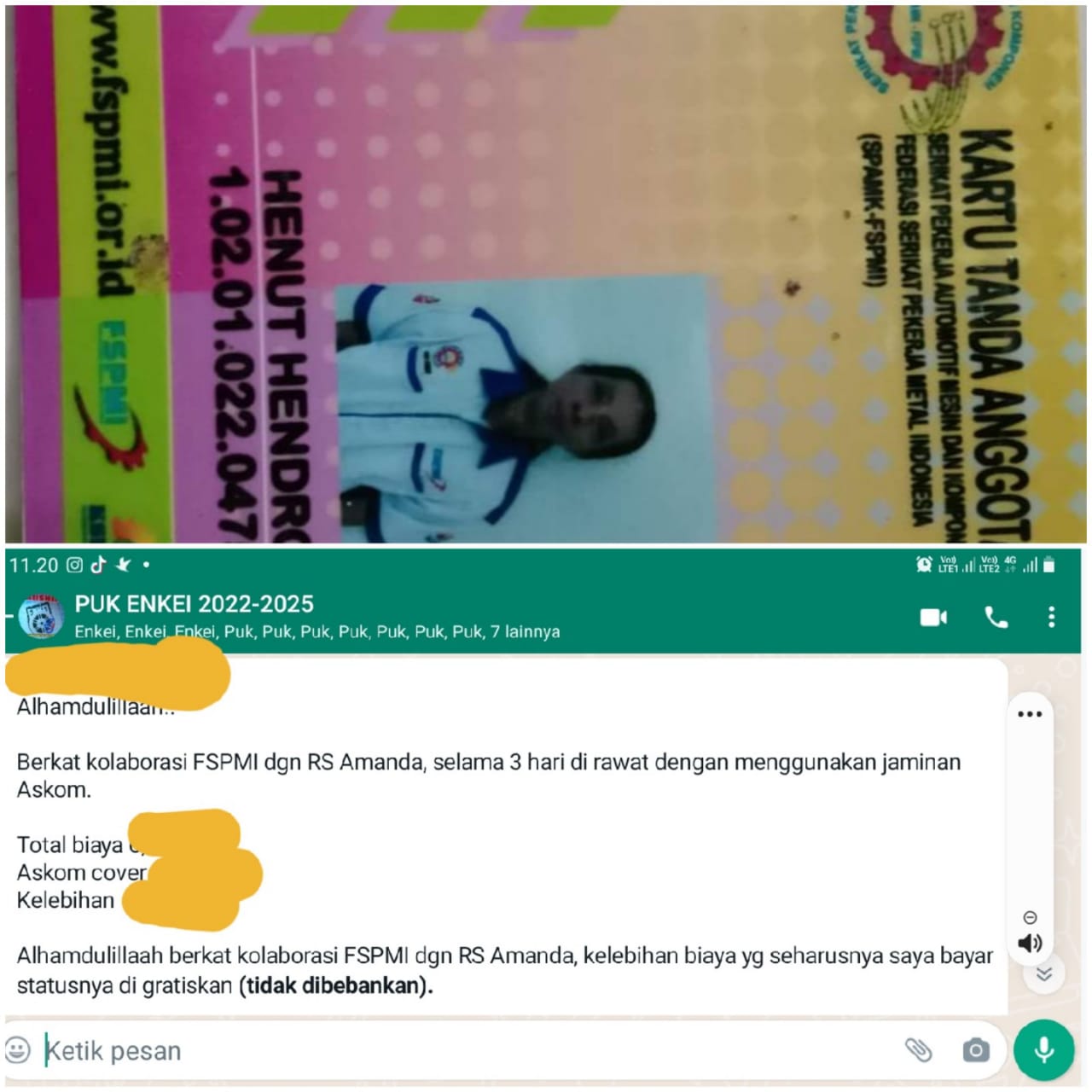 Kartu Tanda Anggota FSPMI Ampuh Untuk Berobat Rawat Inap