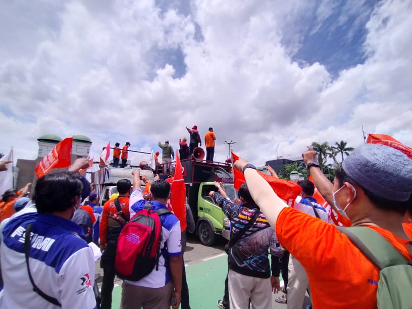 HUT Bhayangkara, FSPMI Ambil Bagian Dalam Lomba Orasi Unjuk Rasa