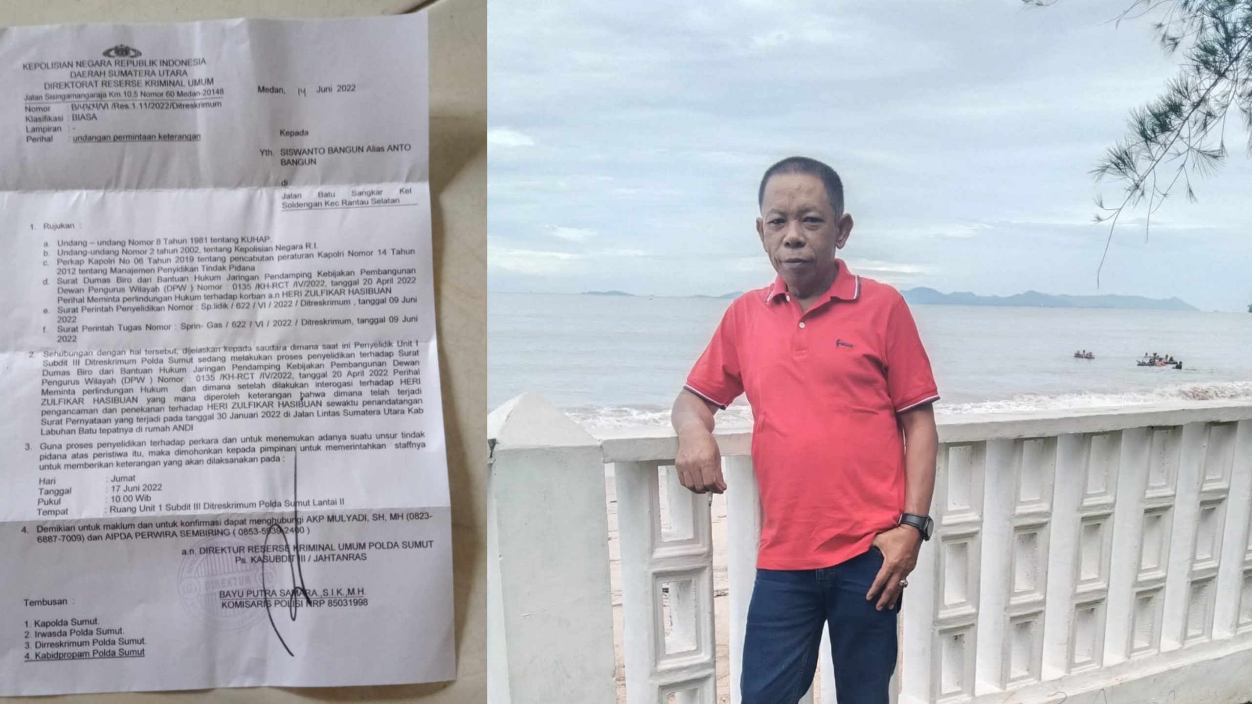 Dituduh Mengancam, Pengurus LSM.TIPAN-RI Labuhanbatu di Laporkan HZH (Diduga) Pelaku Penipuan Calo Karyawan PTPN III ke Poldasu