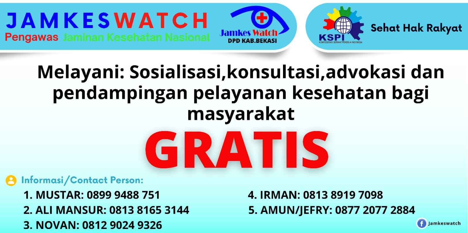 Permudah Layani Masyarakat, DPD Jamkeswatch Kabupaten Bekasi Dilengkapi Kontak Person