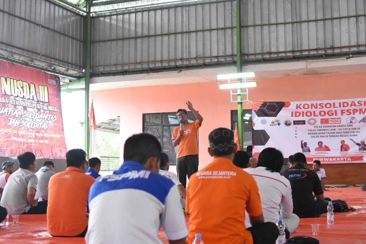 Kata Bidin Ketua KC FSPMI Bandung Raya Di Konsolidasi Ideologi: “Organisasi Perlu Amunisi