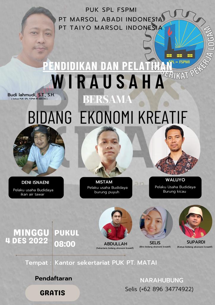 Bidang Ekonomi Kreatif PUK SPL FSPMI PT. Marsol Gelar Pelatihan Wirausaha Untuk Anggota