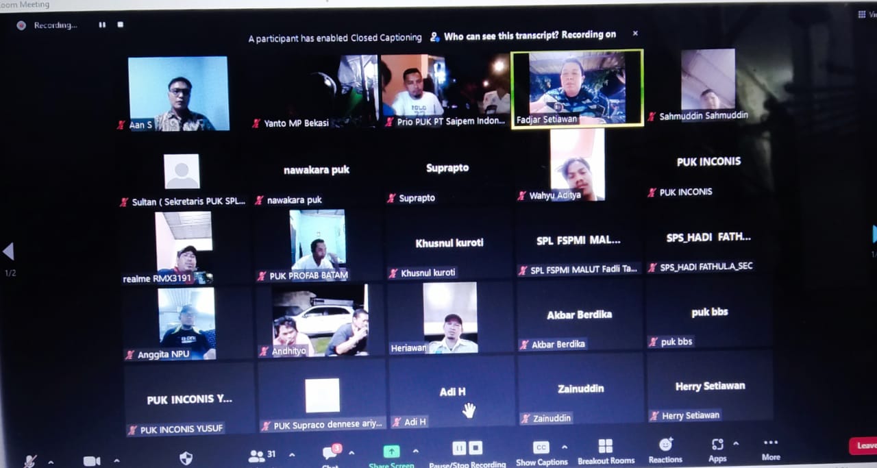 Bidang Organisasi PP SPL FSPMI Sosialisasi Database Untuk PUK di Luar Pulau Jawa