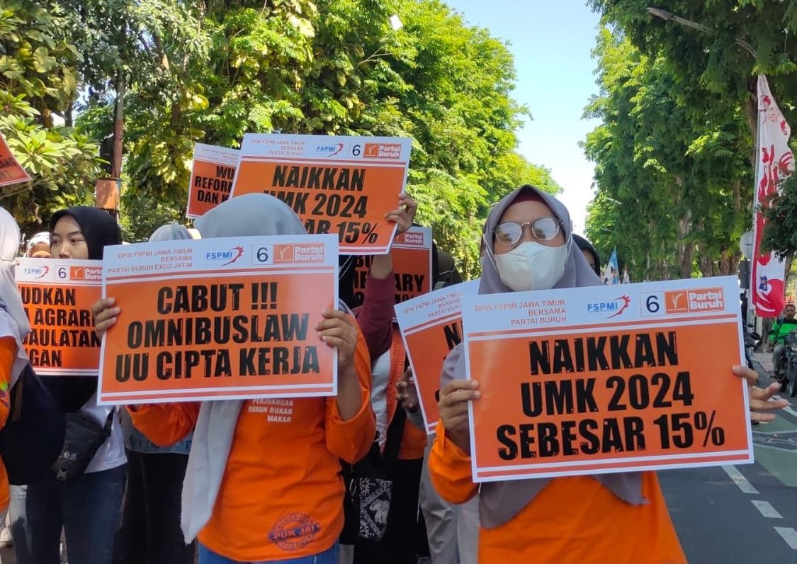 KSPI Jatim Tuntut Kenaikan Upah 2024 Sebesar 15 Persen