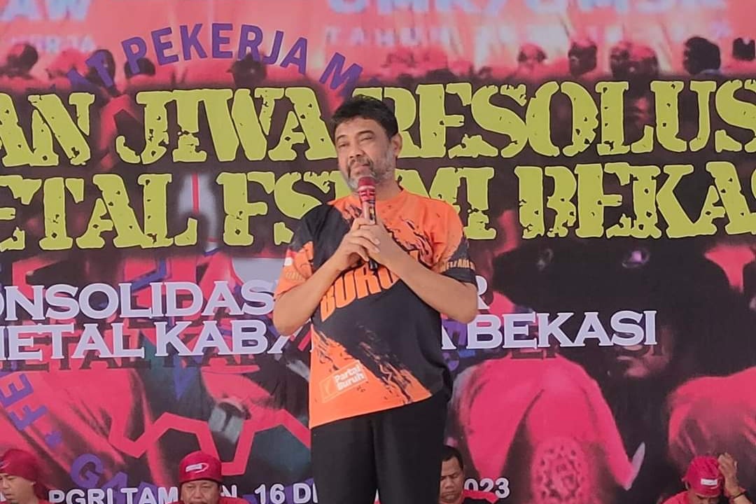 Sampaikan Sambutan dalam Konsolidasi Akbar Garda Metal Bekasi, Said Iqbal Kenang Perjuangan Baris Silitonga