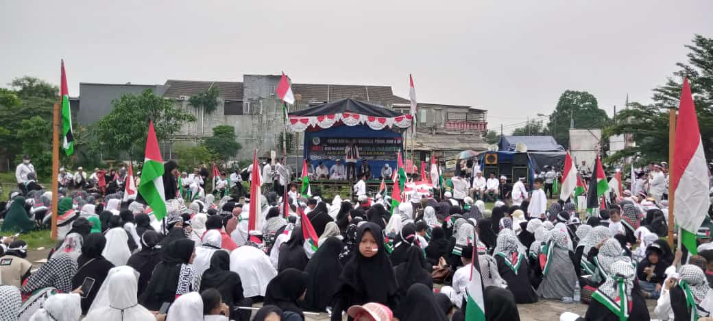 Peduli Palestina, Forum DKM Masjid/Musholla Di Desa Lubang Buaya Gelar Aksi Penggalangan Dana