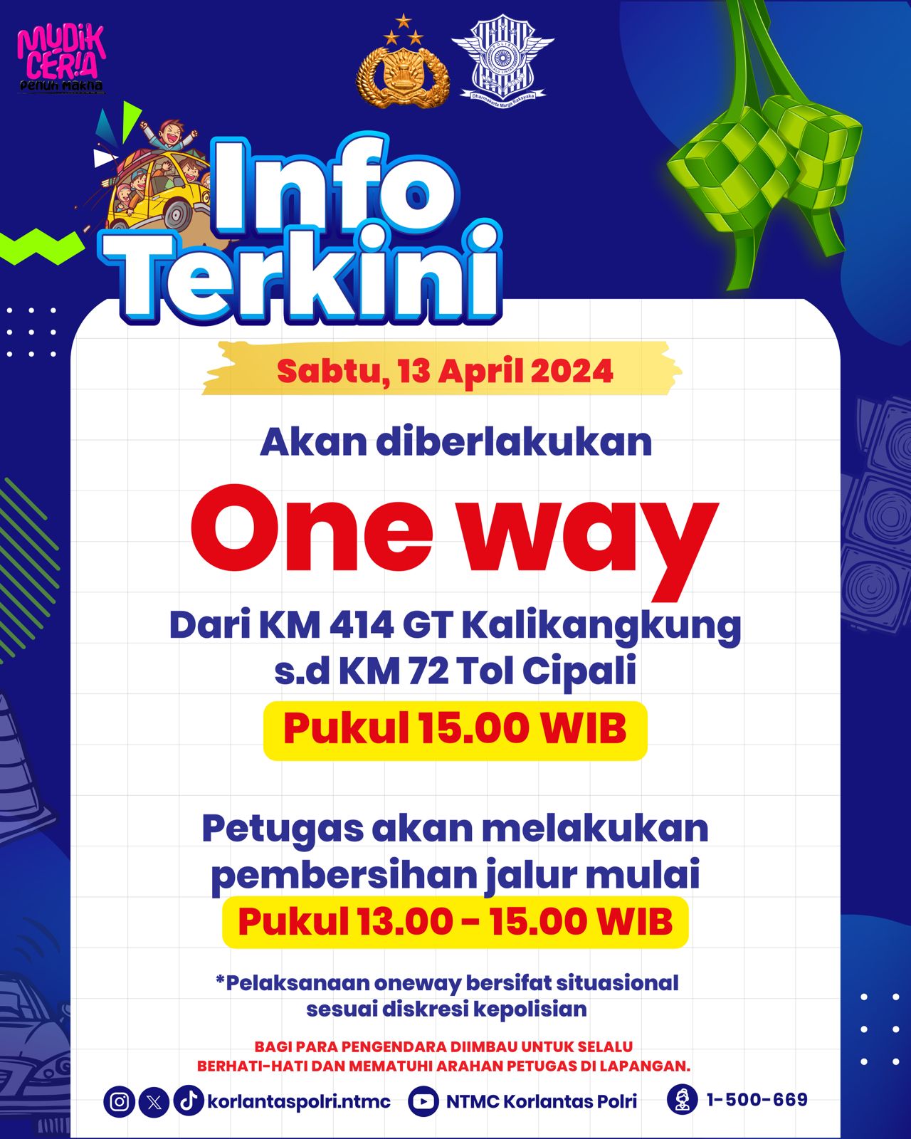 Arus Balik Padat : One Way, Contraflow, & Ganjil Genap Diterapkan Lebih Awal