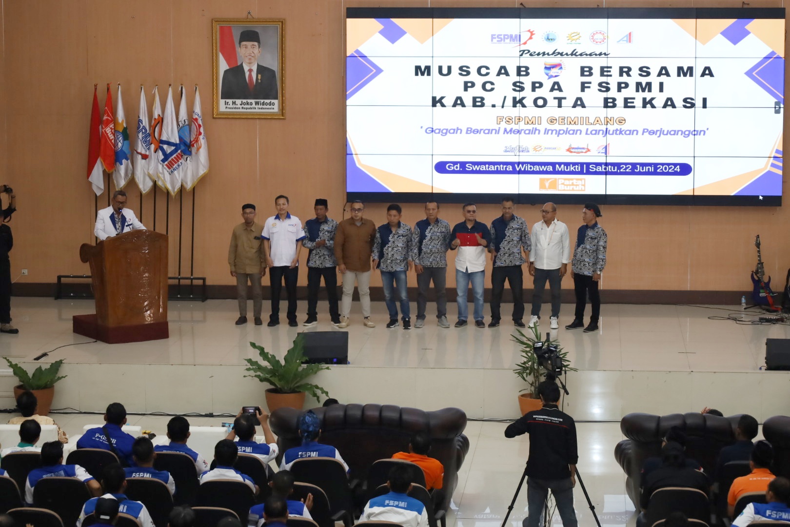 Tepat Jam 12.12 WIB, Presiden FSPMI Buka Muscab Bersama PC SPA FSPMI Bekasi