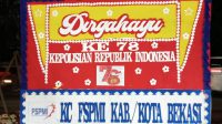 KC FSPMI Bekasi Kirim Karangan Bunga HUT Polri ke 78