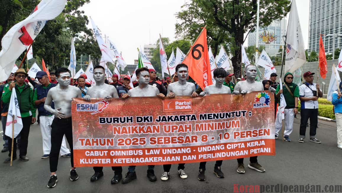 Aksi Daerah, KSPI DKI Tuntut Upah 2025 Sesuai KHL Naik 8-10 Persen