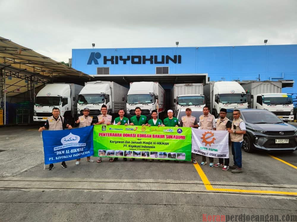 Serikat Pekerja FSPMI dan DKM PT. Kiyokuni Indonesia Salurkan Bantuan Untuk Korban Banjir Sukabumi
