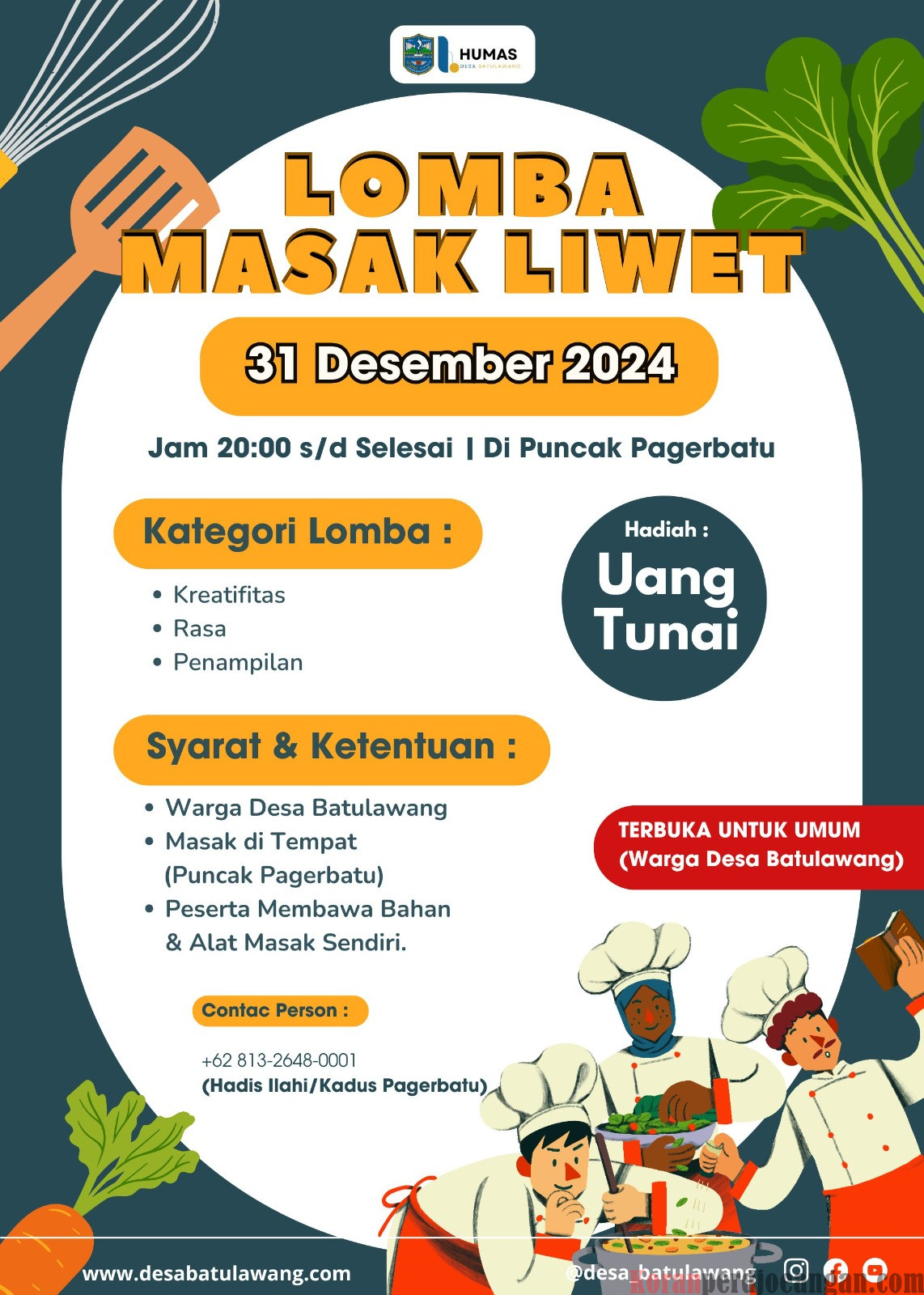 Sambut Tahun Baru 2025, Kadus Pagerbatu Gelar Lomba Masak Nasi Liwet