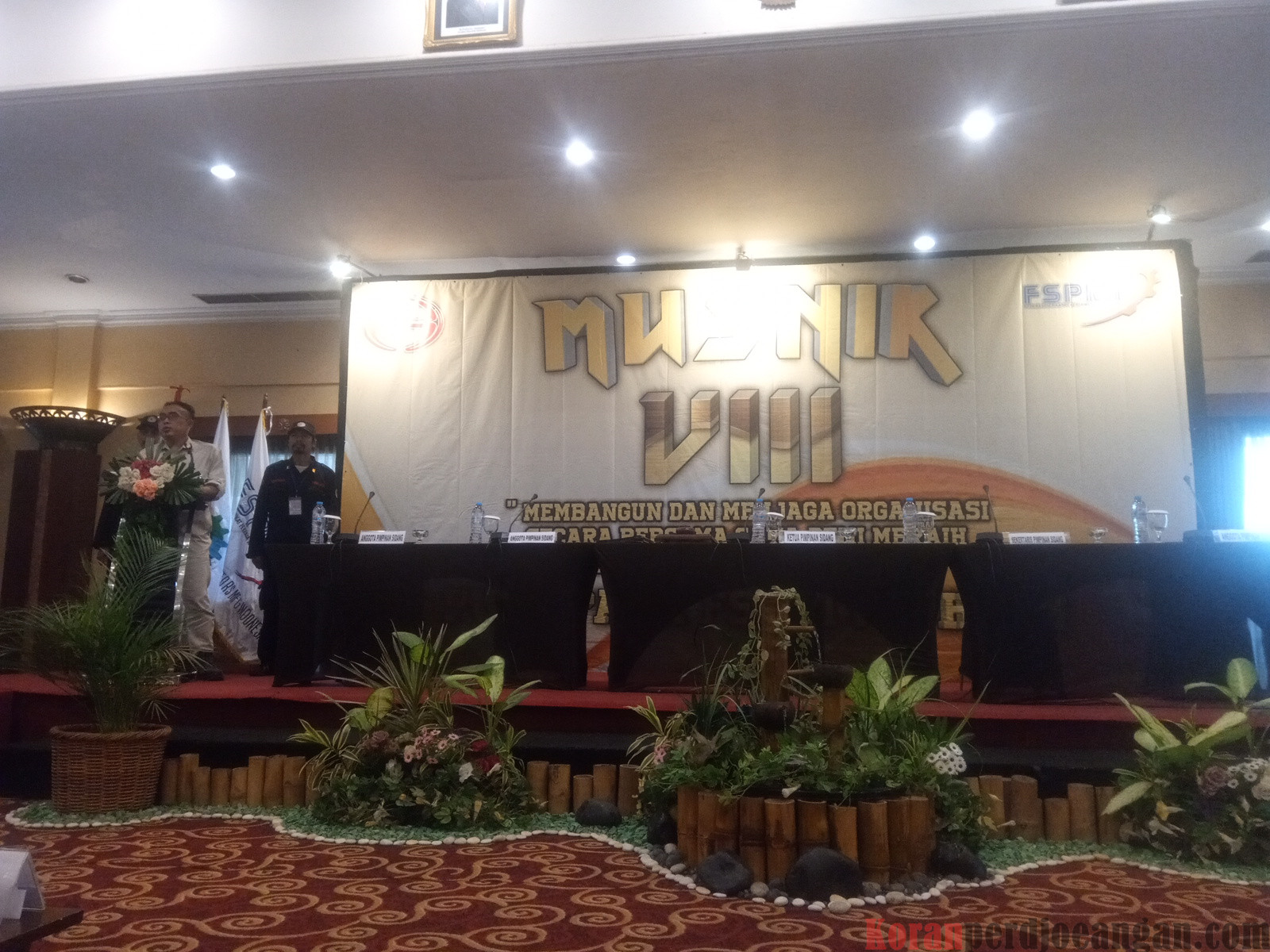 Sambutan Sekretaris PP SPAMK FSPMI dalam Musnik ke-8 PUK SPAMK FSPMI PT HMMI di Plaza Hotel Purwakarta