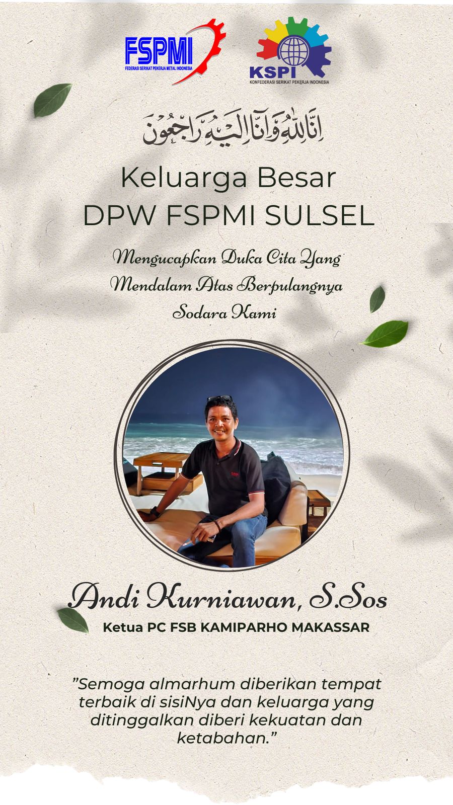 Kabar Duka: Salah Satu Sahabat Seperjuangan Dipanggil Sang Pencipta