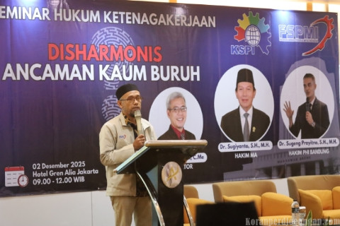 Sekjen FSPMI Sabilar Rosyad Buka Seminar Hukum: Buruh Harus Waspadai Disharmonis
