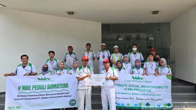 Karyawan PT Nidec Instruments Bekasi Salurkan Donasi Kemanusiaan untuk Korban Banjir di Sumatera