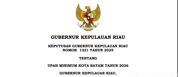 SK Gubernur Terbit: UMK Batam 2026 Resmi Ditetapkan Rp5.357.982