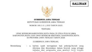 UMK Kota Semarang 2026 Ditetapkan Rp3,7 Juta, Buruh Apresiasi Komitmen Wali Kota namun Soroti UMSK