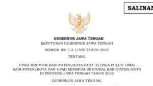 Gubernur Jawa Tengah Sahkan UMK dan UMP Tahun 2026, Ini Daftarnya