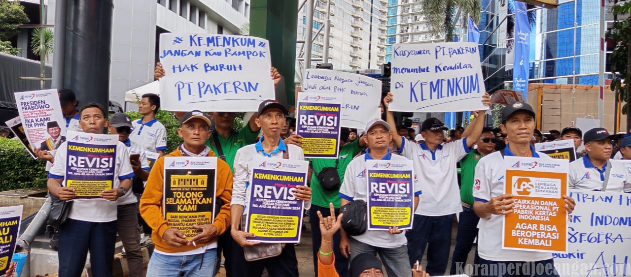 Ratusan Buruh PT PAKERIN Mojokerto Meluruk Ke Kemenhukam Jakarta, Menuntut Kejelasan Nasib