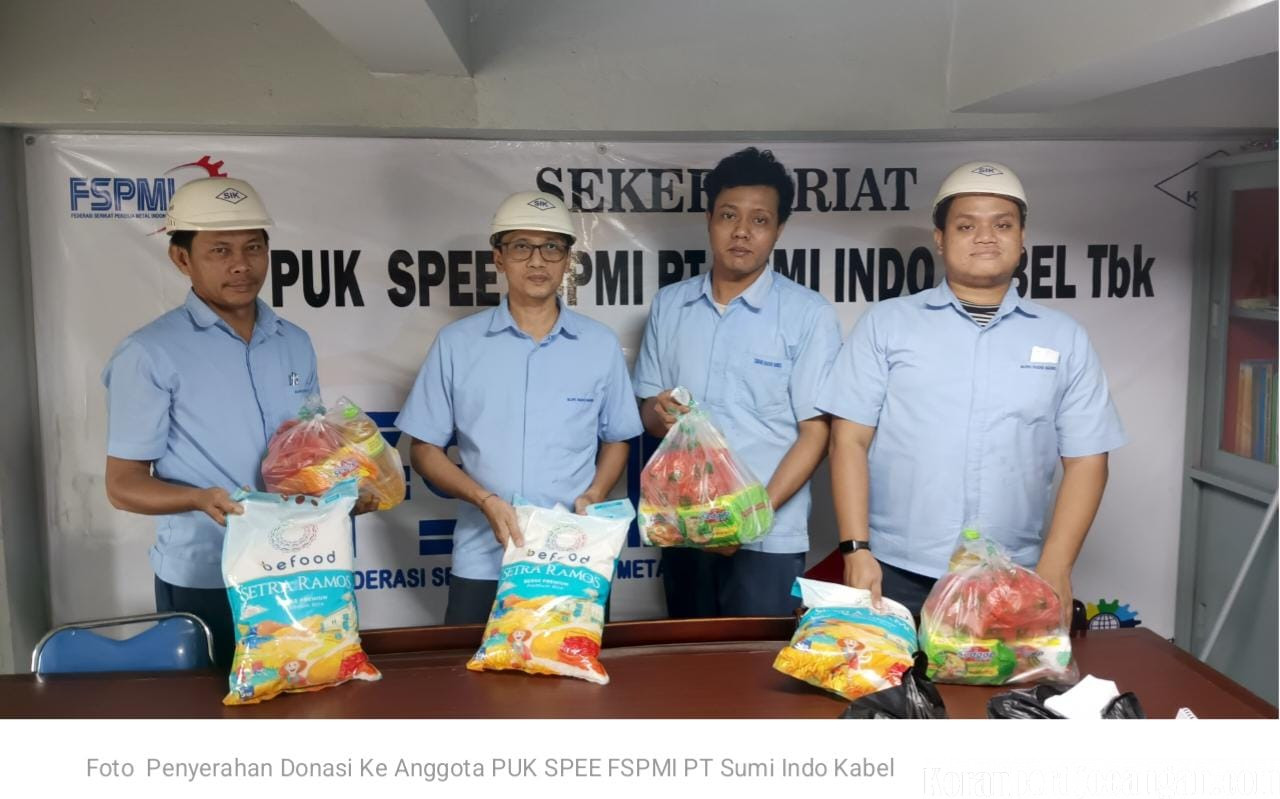 Peduli Sesama, PUK SPEE FSPMI PT Sumi Indo Kabel Salurkan Donasi untuk Anggota Terdampak Banjir