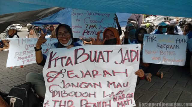 Putus Tradisi Cicil THR! Ratusan Buruh FSPMI Sidoarjo Geruduk PT Kerta Rajasa Raya