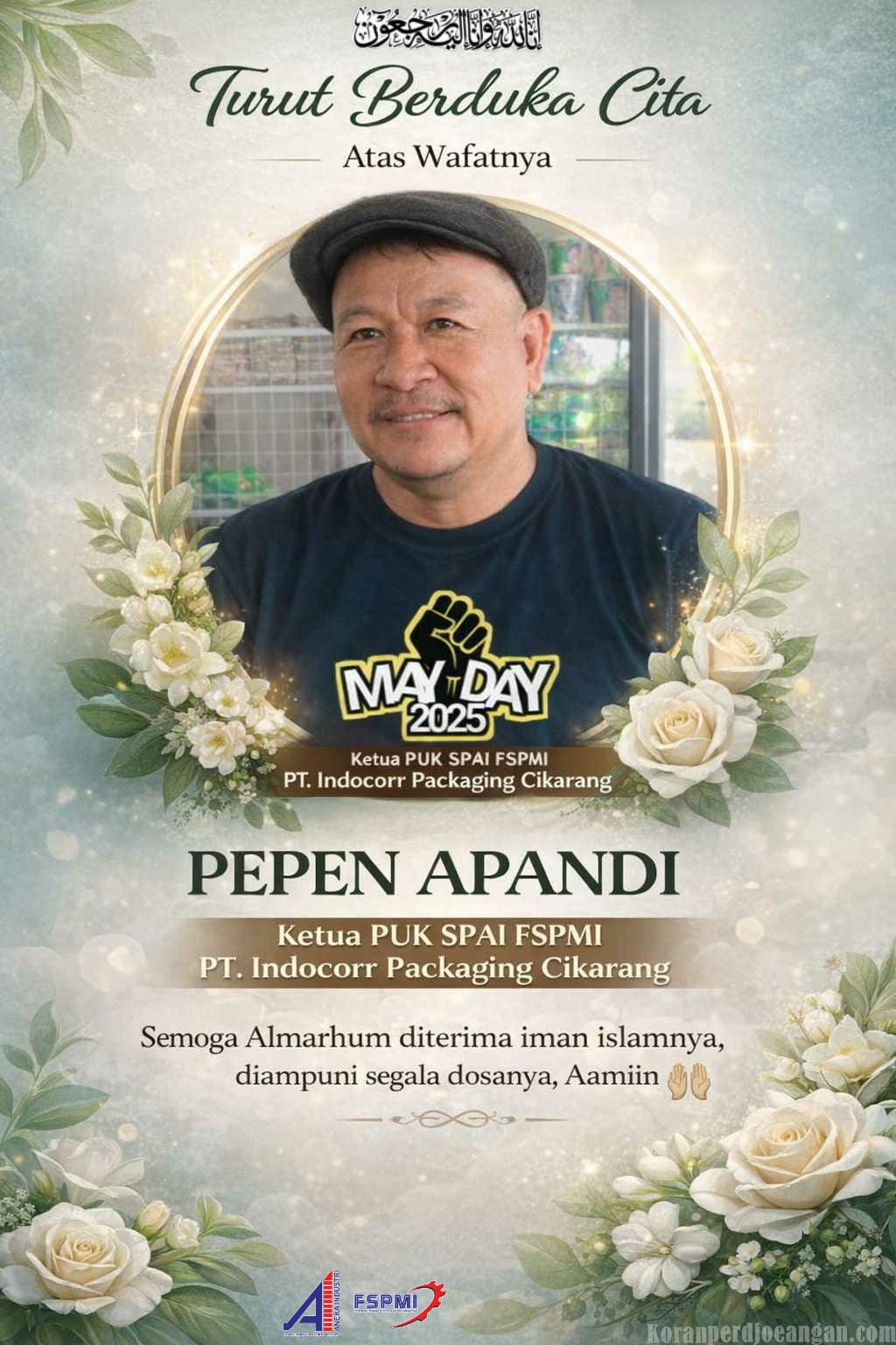 FSPMI Bekasi Berduka, Ketua PUK Indocorr Packaging Cikarang Meninggal Dunia