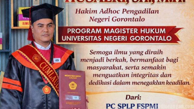 Selamat dan Sukses, Husaeri Raih Gelar Magister Hukum di Universitas Negeri Gorontalo