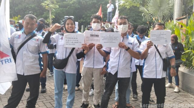 SPAI FSPMI Surabaya Gelar Demo Terkait  Kekurangan Upah ISS Indonesia