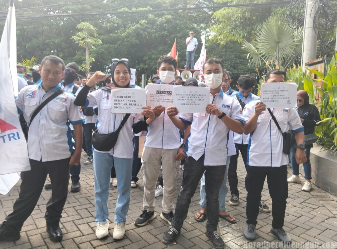 SPAI FSPMI Surabaya Gelar Demo Terkait  Kekurangan Upah ISS Indonesia