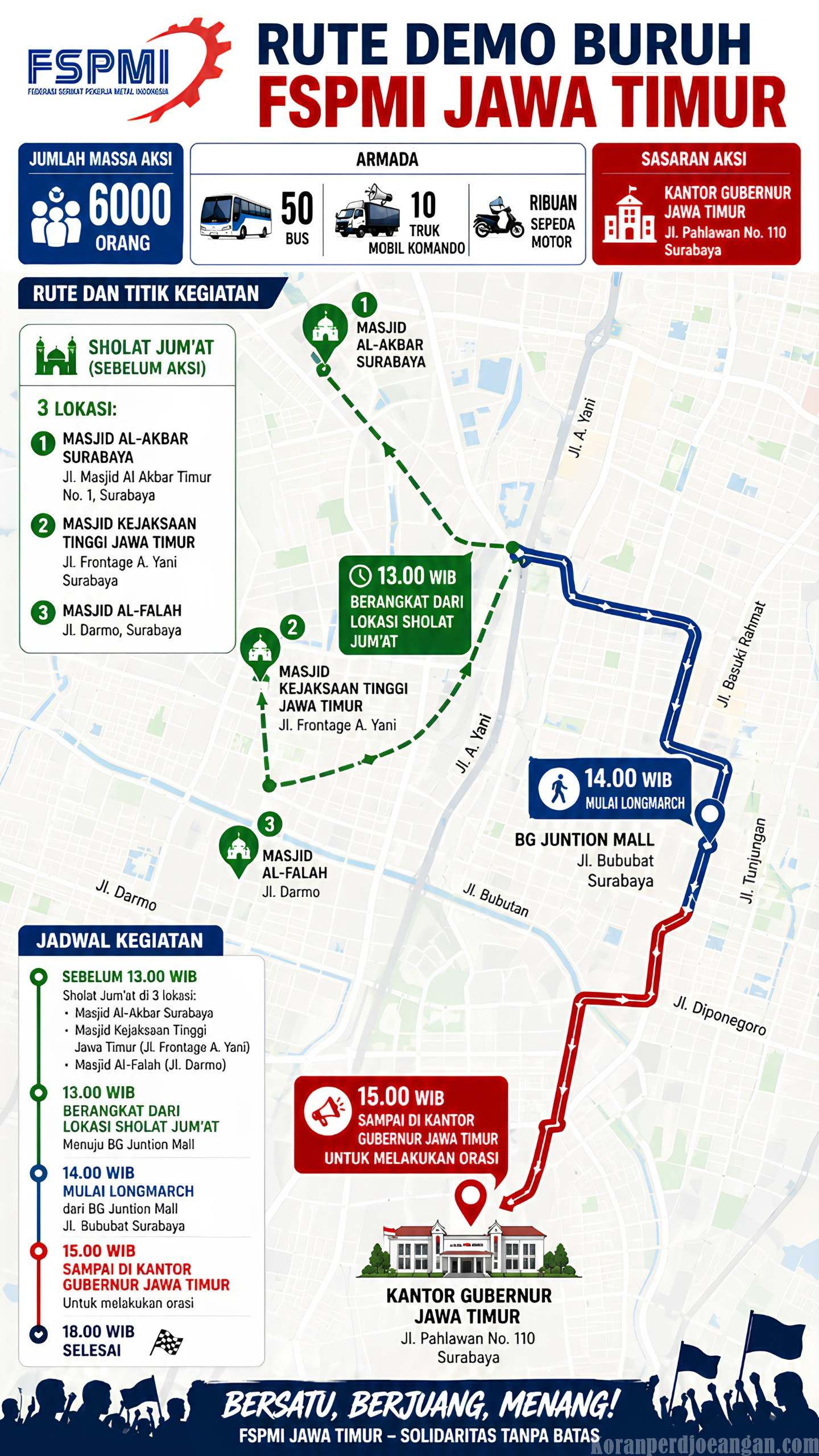 Ini Info Rute Terbaru Massa Unjuk Rasa FSPMI Dalam Peringatan Mayday, Hindari Jalur Tengah