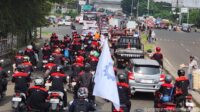 Buruh FSPMI Kota Bekasi Sambut Konvoi Buruh Kabupaten Bekasi Geruduk Kemenakertrans RI