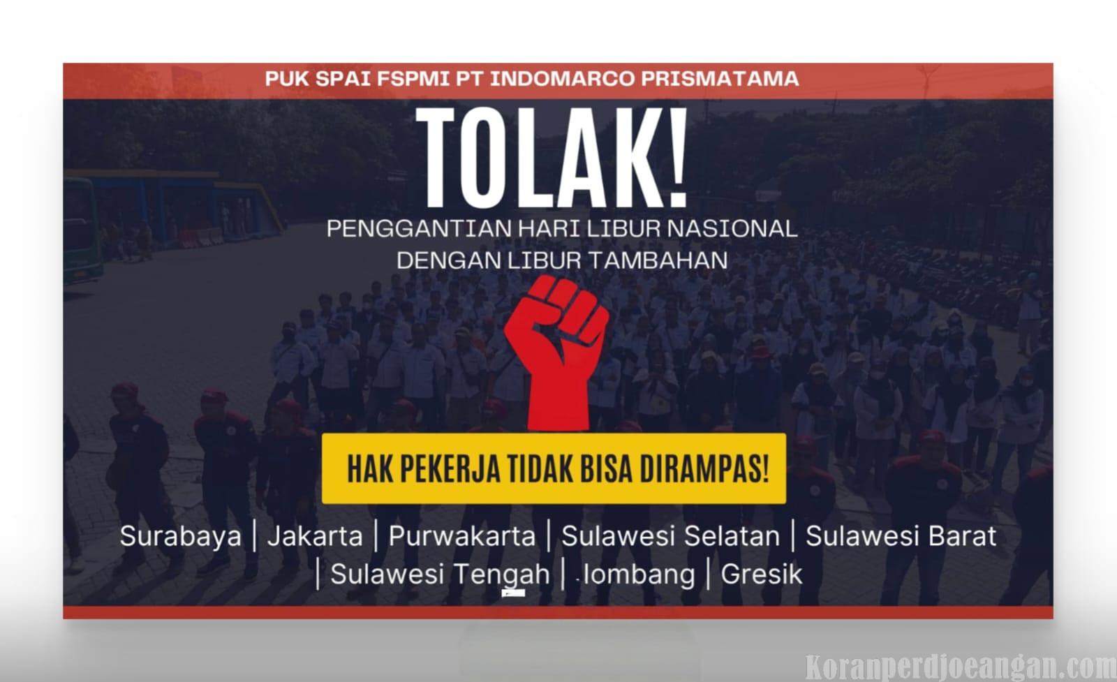 Serikat Pekerja Tolak Dugaan Penghilangan Hak Upah Lembur di PT Indomarco Prismatama