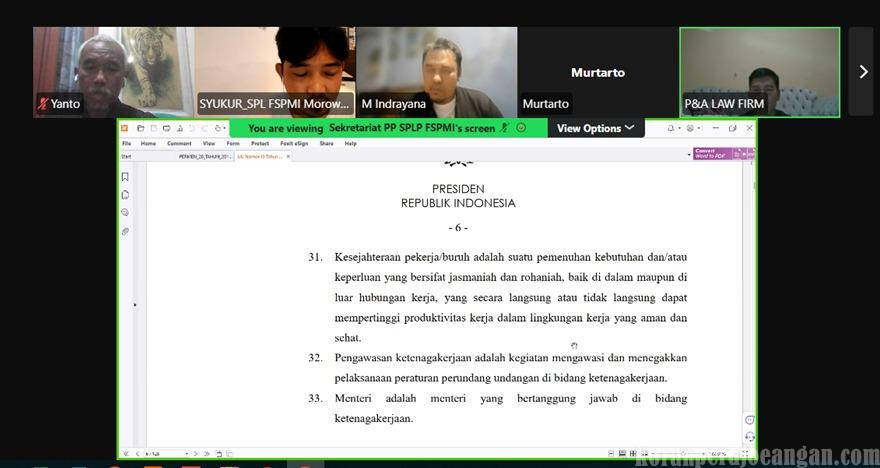 Tim SPLP FSPMI Morowali Berkoordinasi dengan Bidang PKB dan Pengupahan Pimpinan Pusat