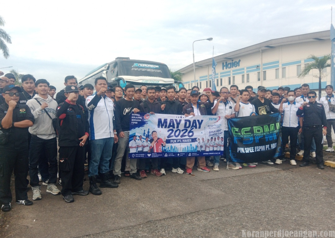 PUK SPEE FSPMI PT Haier Kerahkan Ratusan Anggota dalam May Day 2026 di Monas