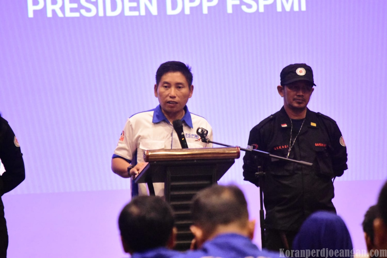 Pesan Tegas Presiden FSPMI Suparno di Seremonial Pelantikan PP SPEE FSPMI