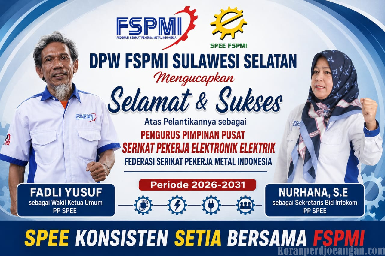 Kader FSPMI SulSel Naik Kelas, Fadli Yusuf dan Nurhana Masuk Jajaran Pengurus Pimpinan Pusat SPEE FSPMI Periode 2026-2031