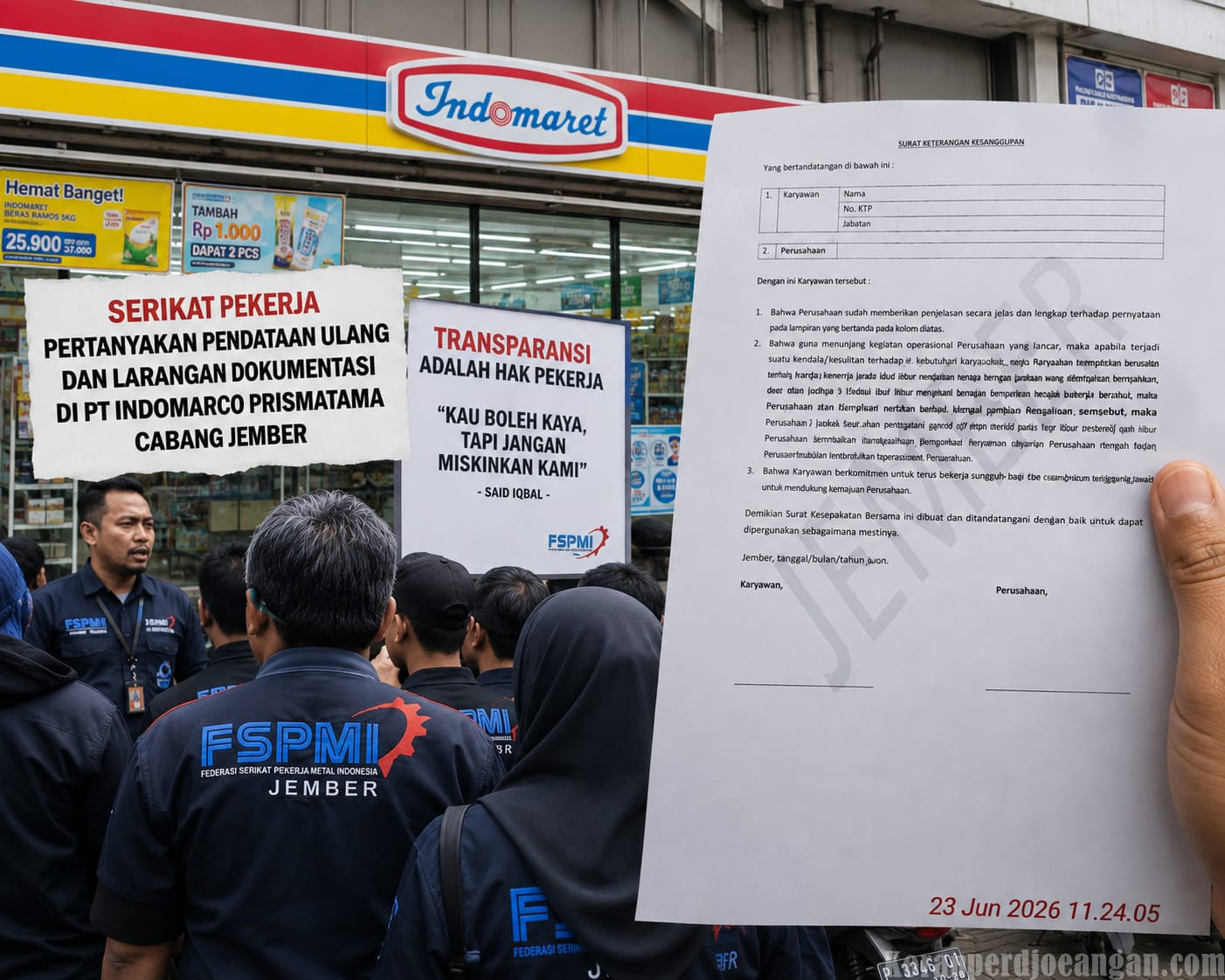 Serikat Pekerja Pertanyakan Pendataan Ulang dan Larangan Dokumentasi di PT Indomarco Prismatama Cabang Jember
