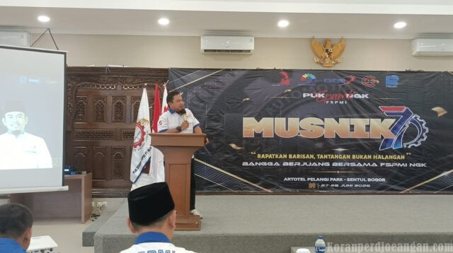 Ketua Umum PP SPAMK FSPMI Tekankan Pentingnya Manajemen Organisasi dalam Musnik VII PUK NGK Ceramic