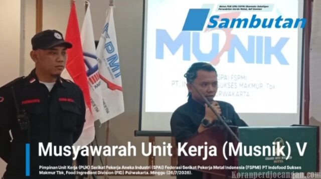 Mewakili Garda Metal, Aef Ajak Pengurus Baru Jaga Amanah dan Perkuat Soliditas Garda Metal di Musnik V PUK SPAI FSPMI PT Indofood FID Purwakarta
