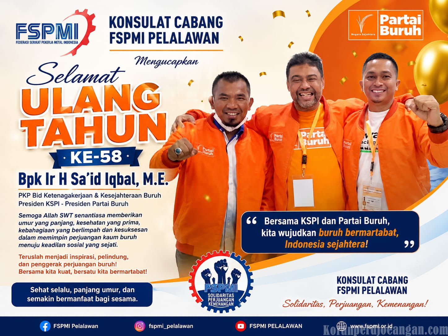 Yudi Efrizon: HUT Ir. H. Said Iqbal Jadi Momentum Perjuangan Buruh Pelalawan