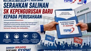 Serikat Pekerja FSPMI PT Rentama Serahkan Salinan SK Kepengurusan Baru kepada Perusahaan