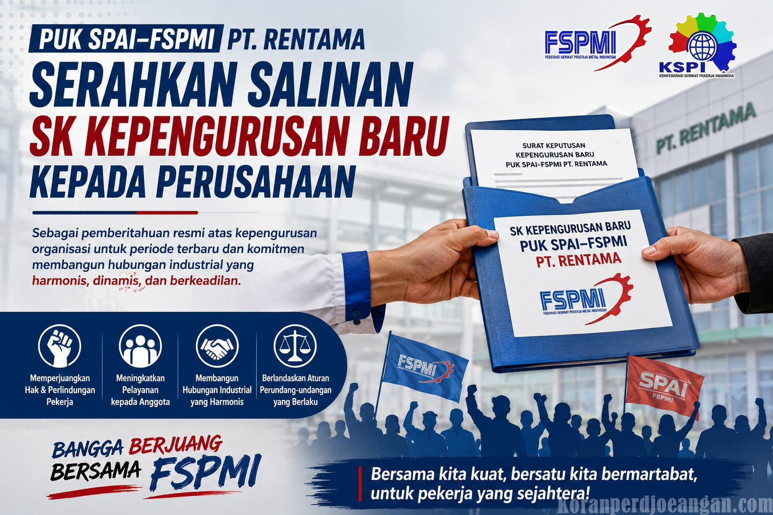 Serikat Pekerja FSPMI PT Rentama Serahkan Salinan SK Kepengurusan Baru kepada Perusahaan