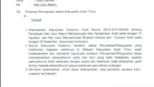Disnaker Aceh Timur Tegaskan Perusahaan Wajib Patuhi Hari Libur Resmi, Pekerja yang Masuk Berhak atas Upah Lembur