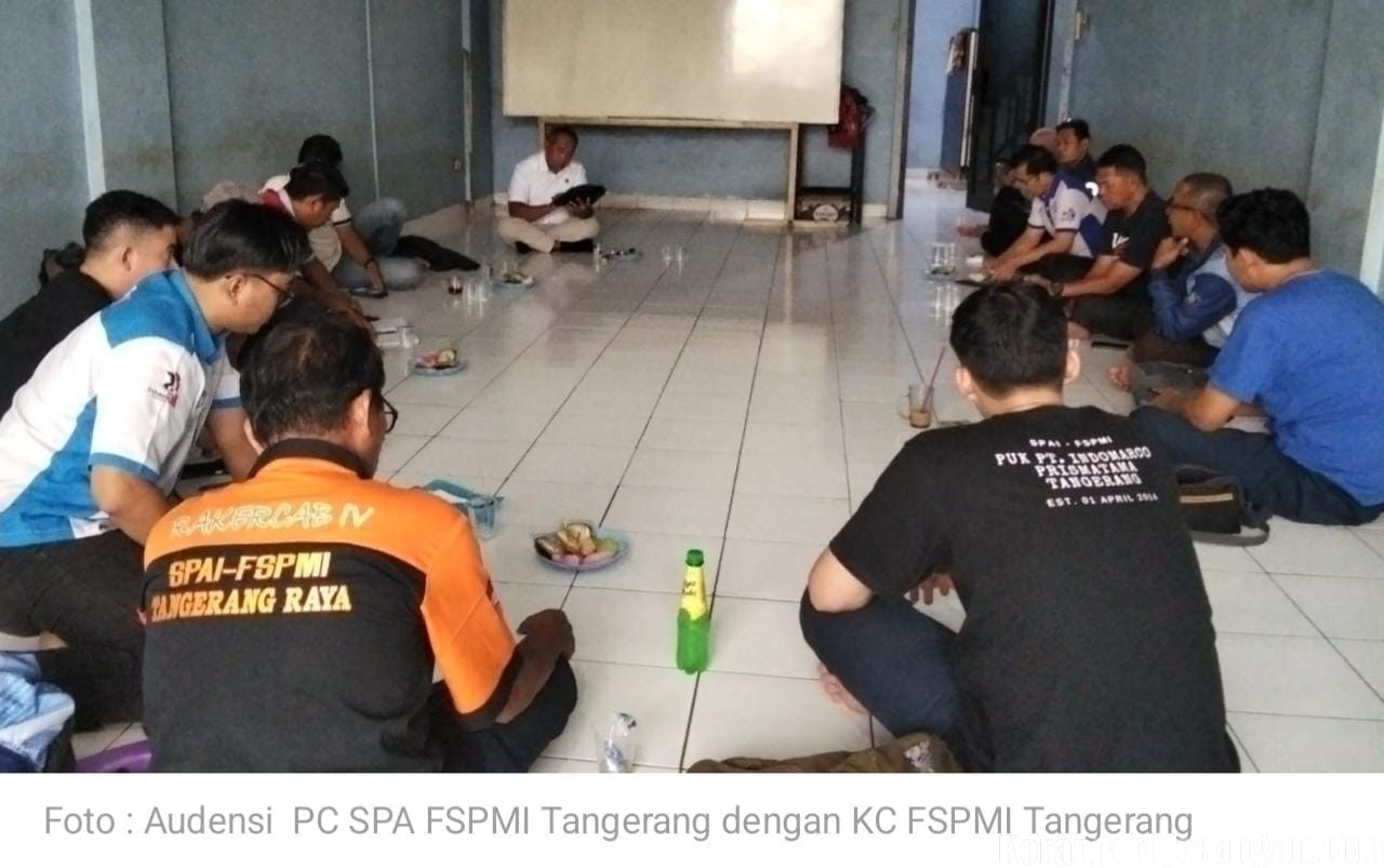 Pengurus PC SPA FSPMI Tangerang Raya Berdiskusi dengan KC FSPMI Tangerang Raya Tindak Lanjuti Persoalan Upah Lembur