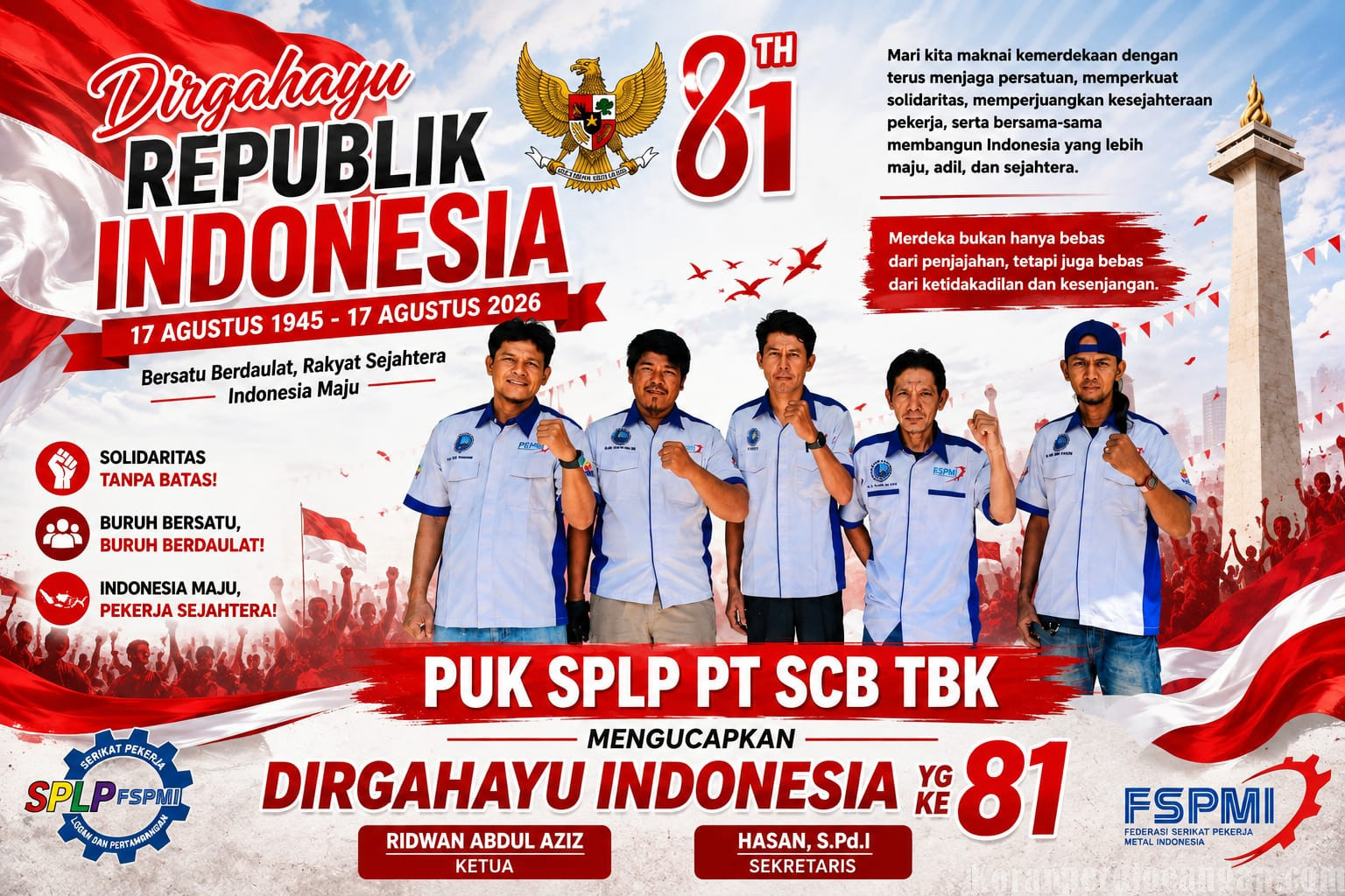 HUT RI ke-81, PUK SPLP FSPMI PT Saranacentral Bajatama, Tbk Teguhkan Solidaritas dan Perjuangan Pekerja
