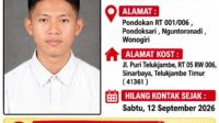 Anas Shakti Zukkifli Hilang Kontak Sejak 12 September 2026, Keluarga Mohon Bantuan Masyarakat