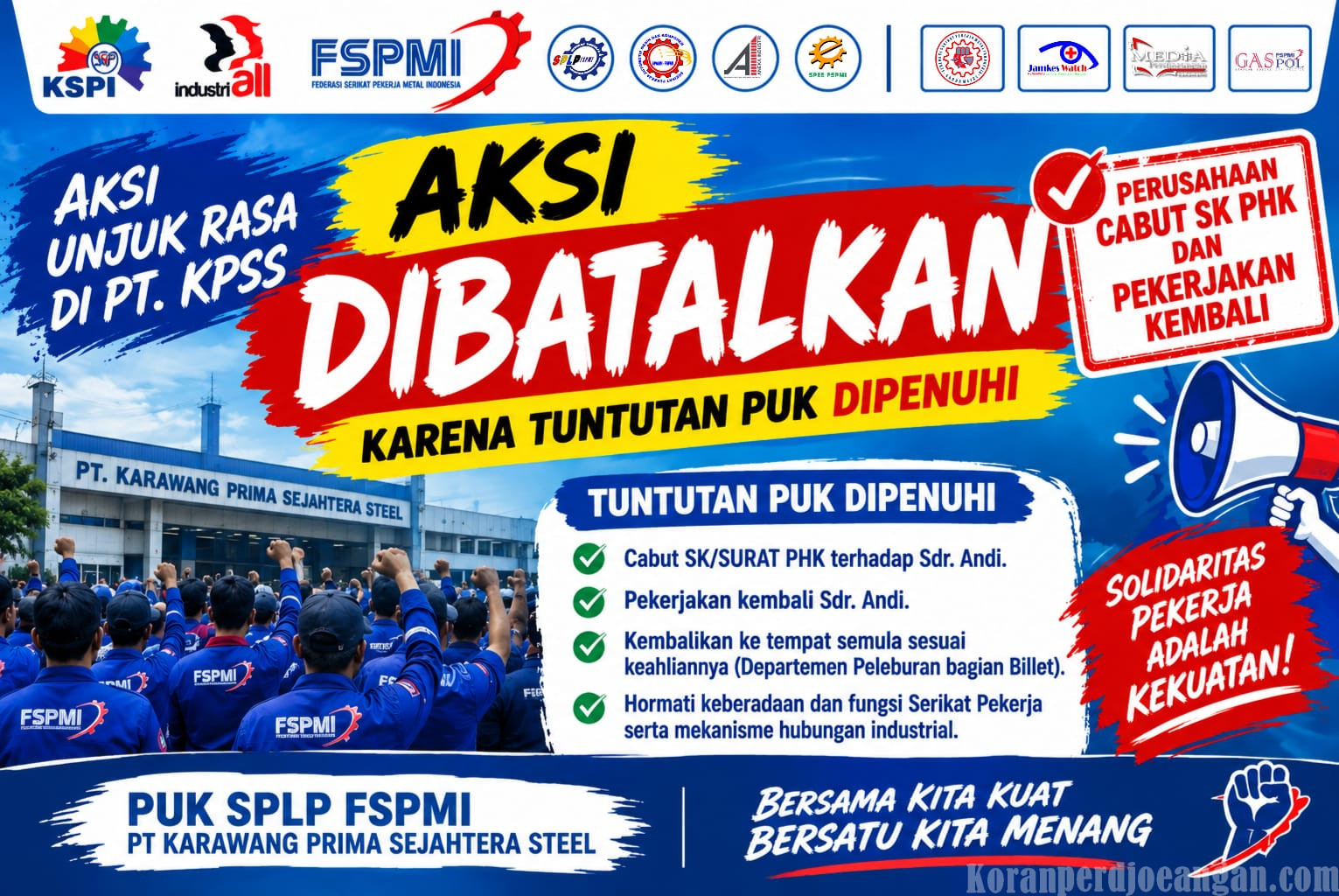 Aksi Unjuk Rasa di PT KPSS Dibatalkan, Perusahaan Cabut SK PHK dan Pekerjakan Kembali Ketua PUK