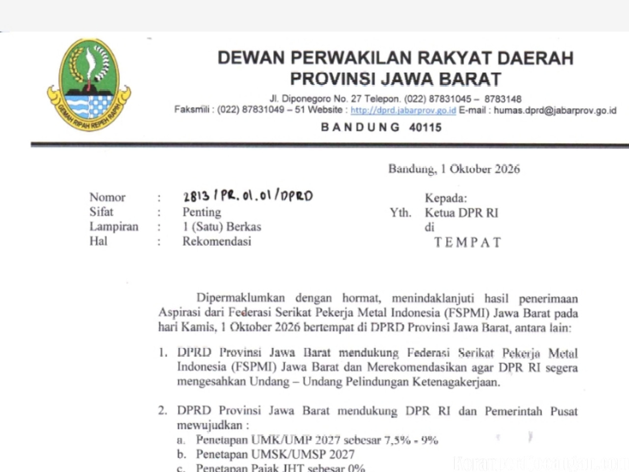 Aksi Serentak FSPMI di Jabar Berbuah Rekomendasi DPRD Provinsi
